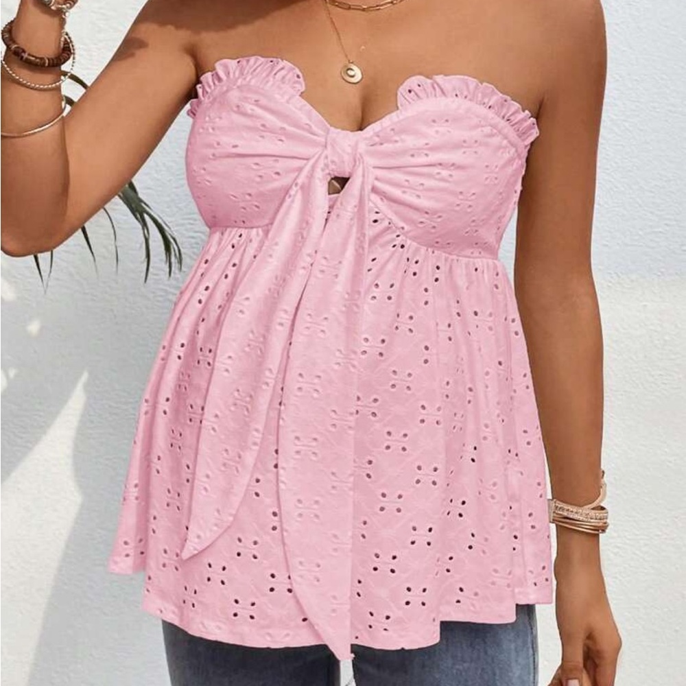 SHEIN Maternity Mesh Cutout Tube Top - Picture 4 of 6